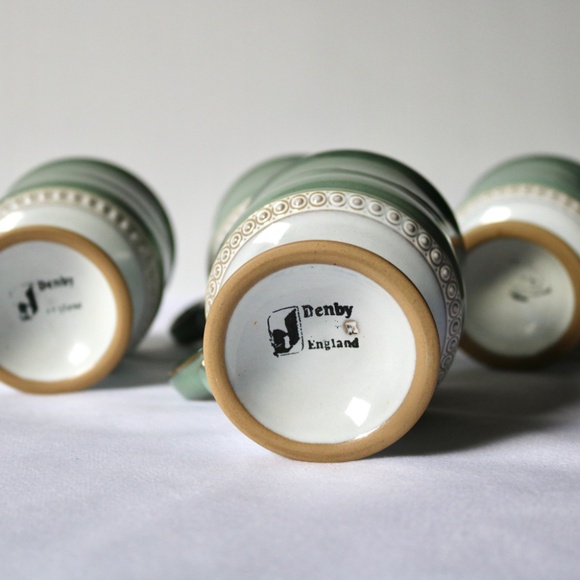 DENBY Set of 4 Vintage Venice Green Stoneware Tea Coffee Cup Saucer Fall - Picture 11 of 13
